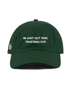 Trusting God Dad Hat in Forest Green Adjustable Cotton Dad Hat, If The Cap Fits Wear It, Birthday Dresses For Men, Casual Cotton Fitted Hat, Im Just Out Here Trusting God, Perfect Dad Gifts, Jesus Christ Hats, Christmas Wishlist Hats, Christinerae Hat