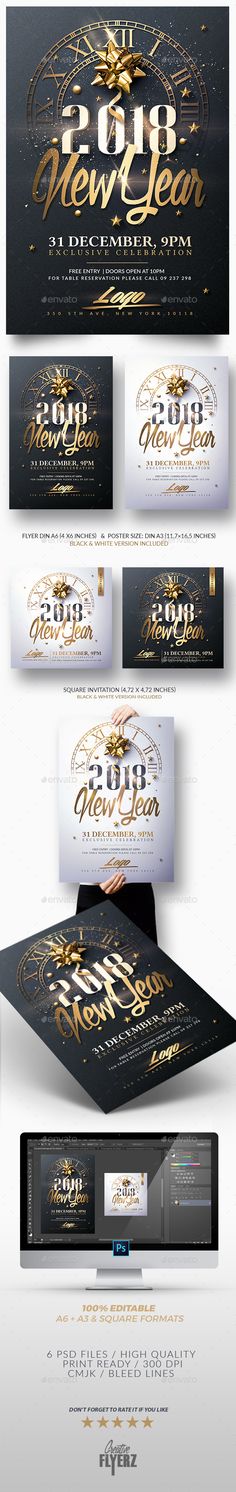 an image of a black and gold business card with the words happy new year on it