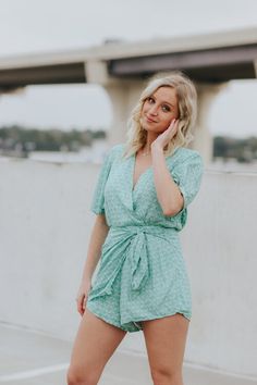 Summer Vacation Jumpsuits And Rompers With Surplice Neckline, Summer Vacation Jumpsuits With Surplice Neckline, Green V-neck Jumpsuits And Rompers For Spring, Spring Green V-neck Jumpsuits And Rompers, Summer Jumpsuits And Rompers With Tie Waist And V-neck, Casual Jumpsuits And Rompers With Surplice Neckline For Spring, Spring Casual Jumpsuits With Surplice Neckline, Beach Jumpsuits And Rompers With Surplice Neckline For Spring, Spring Beach Jumpsuits With Surplice Neckline