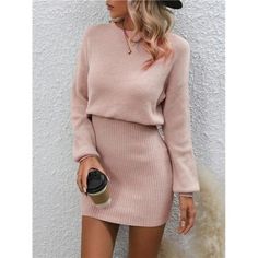 -Item Id 24148826 -Details: Rib-Knit -Neckline: Round Neck -Sleeve Type: Drop Shoulder -Style: Casual -Hem Shaped: Pencil -Color: Baby Pink -Pattern Type: Plain -Sleeve Length: Long Sleeve -Length: Mini -Fit Type: Slim Fit -Fabric: Medium Stretch -Material: Fabric -Composition: 50% Viscose, 28% Polyester, 22% Polyamide -Care Instructions: Hand Wash Or Professional Dry Clean -Temperature: Spring/Fall (18-25/63-77) -Sheer: No **Open To Offers!!!** **Bundle To Save More** **30% Off Bundles Of 2 Or Solid Color Mini Sweater Dress For Winter, Solid Ribbed Mini Dress For Winter, Winter Mini-length Solid Color Sweater Dress, Winter Solid Color Mini Sweater Dress, Winter Mini Sweater Dress In Solid Color, Winter Sweater Dress In Solid Color, Ribbed Knit Cropped Sweater, Ribbed Mini Dress For Workwear In Fall, Solid Color Mini Dress For Work In Winter