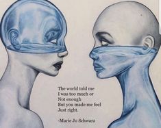 an image of two aliens with their heads wrapped around each other's eyes and the words, marie to schwaz