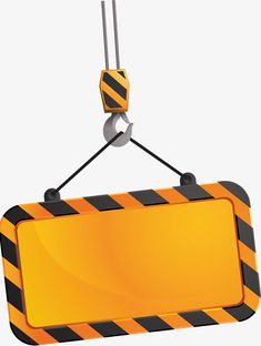 a construction sign hanging from a hook on a white background with clipping area for text