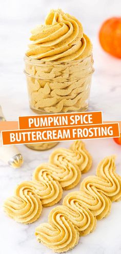 pumpkin spice buttercream frosting in a glass jar