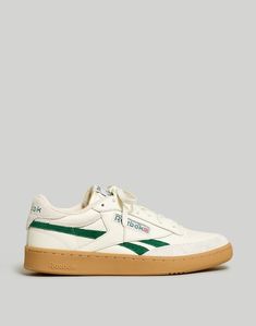 Madewell x Reebok® Men's Club C Revenge Sneakers Mens Vintage Sneakers, Classic Green Sneakers With Vulcanized Sole, Classic Green Sneakers With Gum Sole, Retro Green Sneakers With Cushioned Footbed, Retro Green Sneakers With Speckled Midsole, Aesthetic Shoes For Men, Men’s Trendy Sneakers 2024, Mens Shoes 2024 Trends, Mens Sneakers Outfit