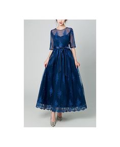 Get 10% off now! Buy elegant blue lace maxi party dress with illusion sleeves at cheap price online. Free stable shipping and pro custom service since 2009. Blue Lace Evening Dress For Summer, Lace Floor-length Maxi Dress For Banquet, Blue Evening Dress With Sheer Bodice For Prom, Blue Lace Dress With Lace Bodice For Spring, Floor-length Lace Maxi Dress For Banquet, Blue Maxi Dress For Wedding Party Season, Blue Lace Dress For Prom Season, Blue Lace Dress For Prom, Blue Lace Floor-length Maxi Dress