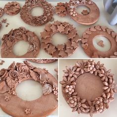 the process of making a wreath out of clay