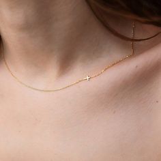 T I N Y - C R O S S - N E C K L A C E Tiny SIDE CROSS necklace is an elegant and unique necklace and perfect as a gift for her. * Material: High Quality Solid 925 Sterling Silver * Plated: Sterling Silver ∙ 14K Gold Vermeil ∙ Rose Gold Vermeil * Size: 7mm letter height * No matter what size you buy, it comes with a +2 inch extender. - HOW TO ORDER - Select the desired finish and Cross direction and Necklace Length from the drop-down menu. - OTHER INFORMATION- Each item is individually wrapped in Elegant Cross Necklace With Delicate Chain For Gift, Minimalist Cross Necklace For Anniversary, Minimalist Cross Necklace For Wedding, Dainty Cross Pendant Necklace For Anniversary, Elegant Cross Necklace For Mother's Day, Minimalist Cross Necklaces For Mother's Day, Minimalist Cross Necklace For Mother's Day, Dainty Cross Necklaces For Mother's Day, Dainty Cross Necklace For Mother's Day