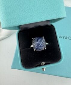 ad eBay - RARE Tiffany & Co. Blue Sapphire Sugar Stack Ring 18k White Gold - Buy Now, click the link (eBay) Tiffany Ring, Tiffany Rings, Stack Ring, Paloma Picasso, Fine Rings, Ring Box, Items For Sale, Paloma, Tiffany & Co.