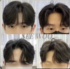 Cute Asian Hairstyles Men, Kdrama Hairstyles Men, Korean Center Parting Men, Korean Hairstyle Men Round Face, Mid Part Asian Hair Men, Korean Slick Back Hair Men, Korean Curtain Bangs Men, Korean Side Part Hair Men