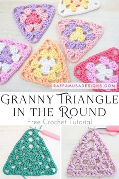 granny triangle in the round with free crochet pattern