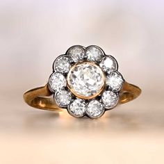 Leiria Ring. Circa 1880 - Estate Diamond Jewelry Antique Cushion Cut Diamond, Antique Rings Victorian, Estate Diamond Jewelry, Victorian Engagement Rings, Victorian Ring, Antique Ring, Victorian Rings, Cushion Cut Diamonds, European Cut Diamonds