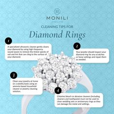 a diamond ring with instructions on how to clean it