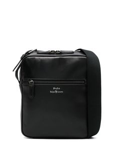 jet black leather smooth grain logo stamp to the front silver-tone hardware top zip fastening front zip-fastening pocket adjustable shoulder strap main compartment internal logo patch internal zip-fastening pocket logo-print lining Crossbody Bag Black, Ralph Lauren Logo, Office Bag, Pocket Logo, Black Leather Crossbody Bag, Balenciaga Triple S, Derby Shoes, Logo Stamp, Black Cross Body Bag