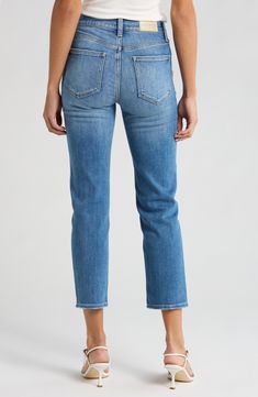 Made to go with endless casual outfits, these super-stretchy, slim-cut jeans are faded at the thighs and distressed around the edges for a lived-in look. 26" inseam; 14" leg opening; 11 front rise; 15" back rise (size 29) 95% cotton, 4% elasterell-p, 1% spandex Machine wash, tumble dry Imported Mid-rise Washed Cropped Jeans, Mid-rise Fitted Washed Cropped Jeans, Fitted Distressed Mid-rise Cropped Jeans, Fitted Mid-rise Distressed Cropped Jeans, Fitted Mid-rise Washed Cropped Jeans, Distressed Stretch Straight Leg Cropped Jeans, Stretch Straight Leg Distressed Cropped Jeans, Mid-rise Straight Fit Jeans With Frayed Hem, Fitted Washed Jeans With Cropped Leg