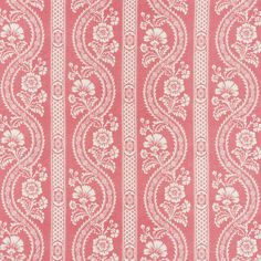 a pink and white striped wallpaper with floral designs on the outside, in an ornate pattern