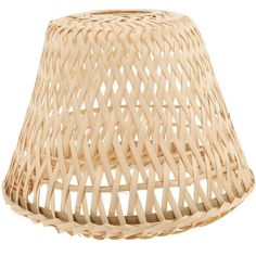 a wicker lamp shade on a white background