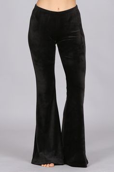 New Arrival These Modern Must Have Black Velvet Bell Bottom pants will add a little swing to your step this season! The EXTRA soft velvet lightweight material has the perfect amount of stretch and the well hidden elastic waist adjusts to make up for a few gained or lost inches. You'll love the comfort and look of a fitted hip and thigh that's perfectly balanced with the flared cut. You can keep things casually cool with a tucked-in graphic tee, heeled boots and a wide-brim hat, or go for a more Full-length Velvet Bottoms For Fall, Black Fitted Velvet Pants, Fall Velvet Full Length Bottoms, Full Length Velvet Bottoms For Fall, Fitted Black Velvet Pants, Stretch Velvet Bottoms For Fall, Stretch Velvet Flare Bottoms, Stretch Velvet Pants For Loungewear, Fitted Velvet Lounge Pants