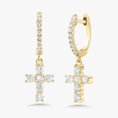 Our Adalia Cross Huggies are a twinkling token of faith. An ideal pair of huggies to dress up, down, or wear daily. Metal: 18k White Gold / 18k Yellow Gold / 18k Rose Gold Approx. 0.62 ctw G/H Color and SI1-2 Clarity Diamonds Cross size 7.45mm width x 9.5mm height Huggie Diameter: Approx. 10mm Closure: Hinge Gold Huggie Diamond Earrings With Halo, Yellow Gold Huggie Diamond Earrings With Halo, Gold Huggie Halo Diamond Earrings, Luxury Halo Huggie Earrings, Yellow Gold Diamond Huggie Earrings With Halo, Gold Halo Huggie Diamond Earrings, Fine Jewelry Yellow Gold Huggie Earrings With Halo, Gold Sterling Silver Huggie Earrings With Brilliant Cut, Yellow Gold Huggie Earrings With Halo