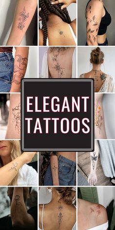 many different tattoos on the back of women's bodies