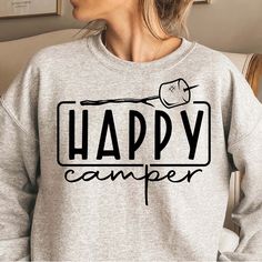 Super Cute Perfect For Camping Season! Happy Camper Sweatshirt Size S -Xl Or 2x -4x. 50/50 Cotton Poly Sweatshirt Crewneck And Unisex Fit. Happy Camper Svg, Happy Camper Shirt, Adventure Svg, Camper Svg, Svg Camping, Camper Shirt, Camping Svg, Camp Life, Cute Shirt Designs