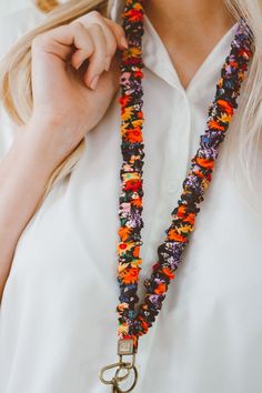 Groovy Bright Floral Lanyard - Lanyard - ANDI Sewn Lanyard, Nursing Lanyard, Cute Lanyard, Get Out Of The House, Cute Lanyards, Fabric Lanyard, Matching Keychains, Teacher Lanyard, Functional Accessories