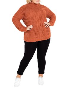 Take on the fall chill with this comfy-cozy sweater. Add this warm top to your collection and pair it with an easy-to-wear shell, skinny jeans, and ankle boots. This plus size sweater is primed for workwear rotation or weekend hangouts avenue Fallon Sweater | Burnt Sienna | Tops | Materials & Care Instructions: ['95% Polyester, 5% Elastane', 'Machine wash'] Relaxed Fit Knit Top For Workwear In Fall, Relaxed Fit Knit Top For Winter Workwear, Relaxed Fit Chunky Knit Top For Fall, Cozy Chunky Knit Tops For Work, Fall Chunky Knit Relaxed Fit Top, Cozy Chunky Knit Workwear Tops, Chunky Knit Relaxed Fit Top For Fall, Versatile Fall Sweater For Loungewear, Versatile Sweater For Fall Loungewear