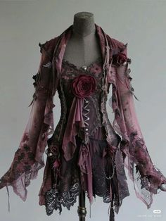 Evil Fairy Outfit, Whimsical Dress Fairy Tales, Pretty Outfits Fancy, Ravencore Outfit, Swamp Aesthetic Clothes, Witch Dress Aesthetic, Dark Fairy Aesthetic Clothes, Gaudy Fashion, Dark Ethereal Outfit