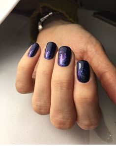 Black And Blue Nails, Galaxy Nails, Stylish Nails Designs, Cute Gel Nails, Nail Ring, Shellac Nails, Pretty Nail Art, Blue Nails