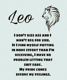 the leo zodiac sign with an image of a lion on it's face and words above