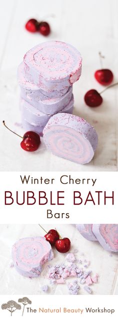 the cover of winter cherry bubble bath bars