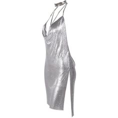 Look stunning and turn heads at any occasion with this Chainmaille Party Dress. Made of a metallic fabric, the dress features a deep V-neck plunge neckline for a sultry yet sophisticated look. The chainmaille fabric adds an edgy and unique touch to complete the perfect party ensemble. Elegant V-neck Backless Party Dress, Elegant Backless Dress With Chain Strap, Elegant Party Dress With Chain Strap, V-neck Mini Dress For Evening Gala, V-neck Mini Dress For Gala Evenings, Sequined V-neck Backless Dress For Evening, Sequin V-neck Backless Evening Dress, Elegant Halter Neck Mini Dress For Party, V-neck Backless Dress For Party Season