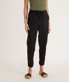 Luna Drapey Jogger in Black – Marine Layer Everyday Comfy Bottoms With Elastic Cuffs, Cotton Joggers With Tapered Leg And Pull-on Style, Cotton Joggers With Pull-on Style, Cotton Joggers With Loosely Fitted Hips, Cotton Joggers With Loosely Fitted Hips And Pull-on Style, Everyday Sweatpants With Elastic Waistband, Everyday Athleisure Joggers With Straight Leg, Everyday Straight Leg Joggers With Ribbed Waistband, Everyday Athleisure Straight Leg Joggers