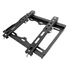 two black metal brackets on a white background