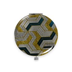 a button with an abstract design on it