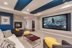 a living room filled with furniture and a flat screen tv mounted to the wall over a fire place