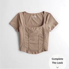 Never Worn Hollister Seamed Square Neck Cropped Tee In Tan Brand New Without Tags Hollister Clothes, Trendy Outfits For Teens, Quick Outfits, Shirts For Teens, Cute Crop Tops, Cropped Tee, Hollister Tops, Dream Clothes