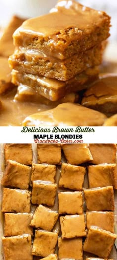 there are several different types of desserts on the table and one is made with maple blondies