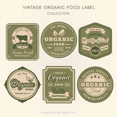 vintage organic food labels and badges