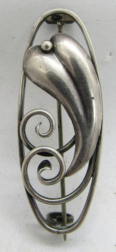 "Mid-Century Modern Danish Hertmann Siersbol Sterling Silver Brooch Measures 2\" long and 3/4\" wide." Mid Century Modern Jewelry, Georg Jensen Jewelry, Machine Age, Modernist Jewelry, Mid Century Jewelry, Sterling Silver Brooch, Georg Jensen, Silver Jewelry Handmade, Silver Brooch