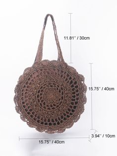 Elevate your beach vacation style with our Summer Chic: Scallop Trim Straw Bag. Made with high quality straw material and featuring a unique scallop trim, this bag effortlessly combines fashion and function. Perfect for carrying your beach essentials with a touch of elegance. Color : Coffee Brown Strap Type : Double Handle Details : Cut Out Bag Size : Large Style : Vacation Type : Straw Bag Pattern Type : Plain Closure Type : Zipper Features : Lightweight Features : Foldable Material : Paper Size Bag Height Bag Length Bag Width Handle Height one-size 40 40 10 30 Paper Plain, Beach Vacation Style, Scallop Trim, Beach Essentials, Summer Chic, Beach Getaways, Coffee Brown, Vacation Style, Knit Or Crochet