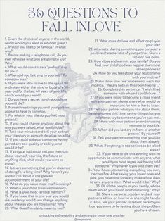 list of 36 questions that are supposed to make you fall in love Deep Talks Questions About Life, Questions Get To Know Someone, New Friend Questions, 21 Questions To Fall In Love, Question To Ask A Stranger, Deep Questions To Get To Know Someone Better, Deep Interesting Questions, Questions That Lead To Love, Questions To Know If You Are In Love