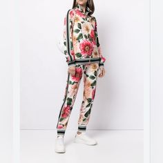 Athleisure But Make Dolce & Gabbana. Having Mastered The Art Of Delivering Vibrant Floral Motifs, This Track Suit Will Add A Sicilian Twist To Your Outfit. Get Ready To Blossom. Composition Viscose 97%, Rayon 3% Brand New Condition, Worn Once! Flawless. Sold Out Online! Retails For $1195. Track Suits Women, Track Suits, Track Suit, Floral Motifs, Track Pants, Athleisure, Pant Jumpsuit, Red And White, Suit Jacket