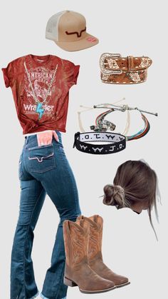 Country Belts For Women Outfit, Rustic Country Outfits, Cute Country Western Outfits, Western Outfits Women Summer Shorts, Western Ranch Outfits Women, Western Themed Outfit Woman, Simple Western School Outfits, Cowgirl Shirt Outfits, Farm Work Outfit Summer