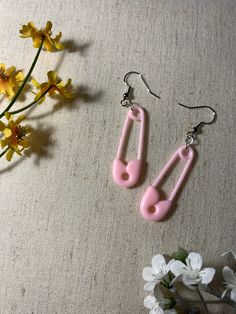 Cute lil safety pin earrings! Trendy Safety Pin Earrings For Pierced Ears, Trendy Safety Pin Single Earring, Trendy Single Safety Pin Earring, Safety Pin Shaped Earrings With Ear Wire, Safety Pin Earrings As Gift, Everyday Pink Pierced Earrings, Earrings Edgy, Pin Earrings, Safety Pin Earrings