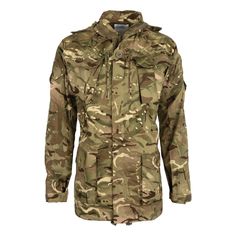 British Army Combat Smock Windproof, MTP Genuine British Army windproof smock in the MTP camouflage pattern. It has 2 chest pockets, 2 vertical zip closing breast pockets and two waist pockets with flaps covering the securing buttons, each sleeve has a large external velcro patch for the attachment of relevant patches. The hood is wire rimmed and also has pull cords to adjust as necessary. The smock can be adjusted to size by virtue of interior waist adjuster cords, hem pull cords and cuff velcr Kate Middleton Coat, Sporty Jacket, Velcro Patches, Tailored Blazer, British Army, Estonia, Blazer Coat, Chest Pocket, Military Jacket