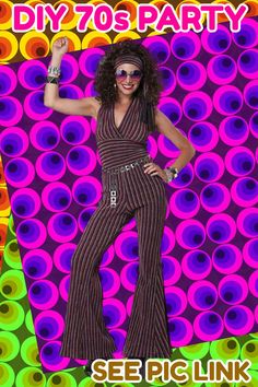 70s Disco Party Blog -Costumes, Music, Hair & Makeup Ideas and more! See the pic link! Disco Hair And Makeup, Party Hair And Makeup, Music Theme Party, Disco Hair