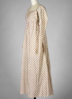 English Cotton Dress c. 1810 / antique fashion 1870s Fashion, Regency Gown, Period Outfit