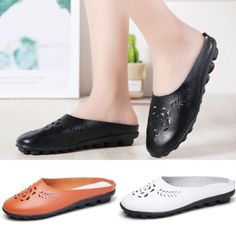 Trendy Fashion Women's Fashion Hollow Out Mules & Clogs Driving Casual Slip On Shoes Slippers, Womens Shoes Comfortable Loafers, Casual Slip On Shoes, Female Style, Loafer Mules, Womens Mules, Shoes Slippers, Womens Clogs, Heel Type, Trendy Fashion Women