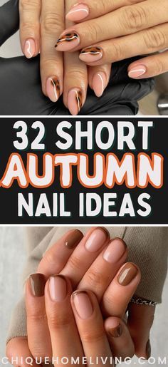 Nail Idea For Fall, Short Nails For Autumn, Gel Manicure Fall Colors, Matt Autumn Nails, Fall Short Oval Nails, Fall Orange Color Nails, Nails For Rust Dress, Fall Nails Squoval Short, Autumn Nails 2024 Short