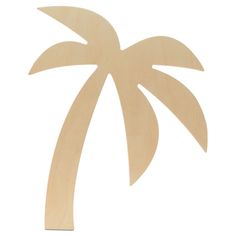 a wooden cutout of a palm tree